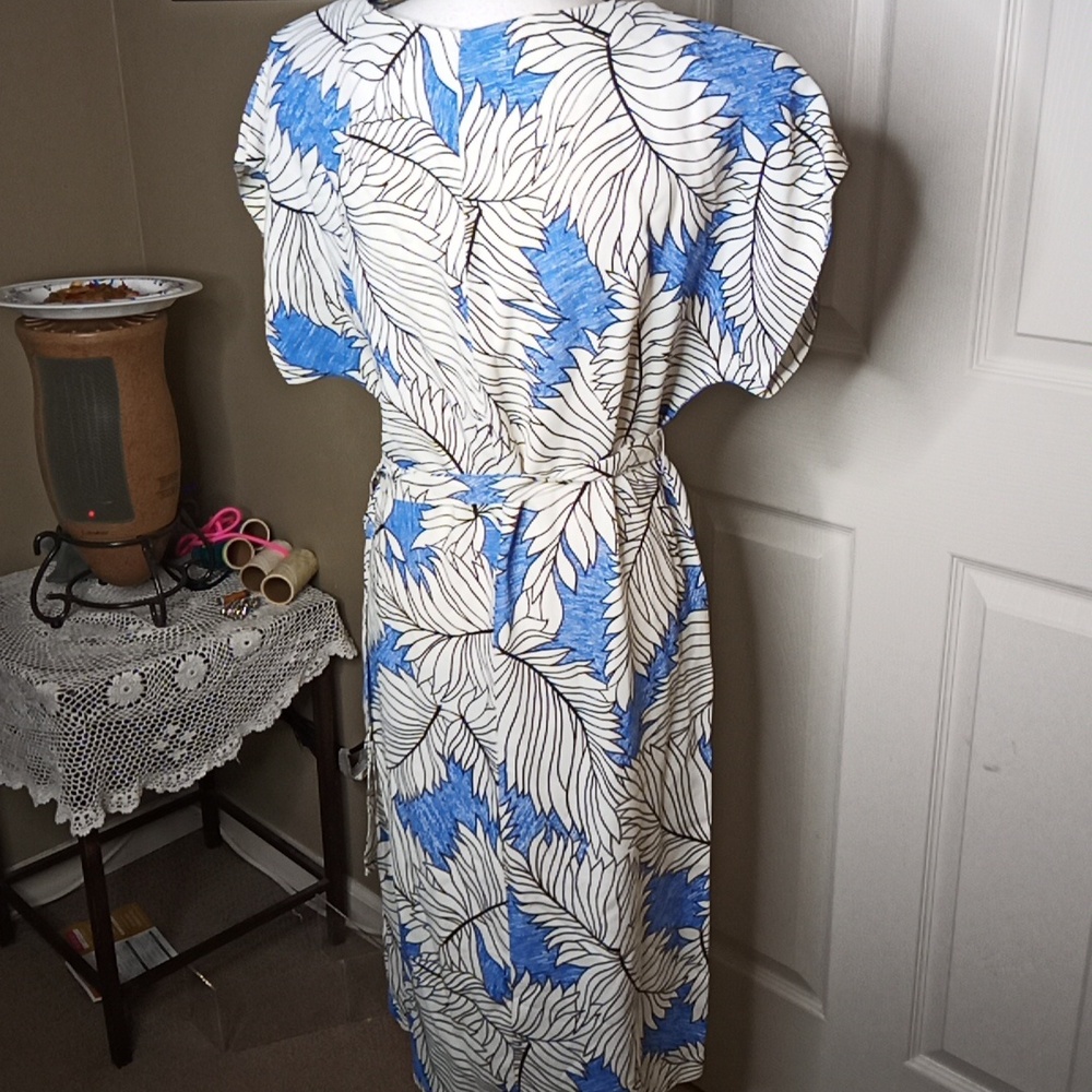 Vintage California Visionz Boat Neck Short Sleeve Dress Belted size 11/1… - Picture 5 of 7